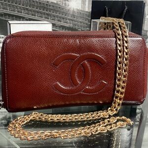 Authentic CHANEL Caviar Timeless CC Zippy Clutch Wallet